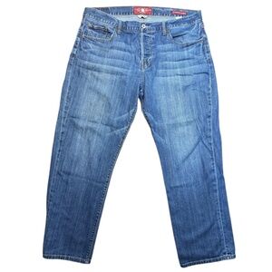 Lucky Brand 221 Original Straight Jeans Mens 38x30 Blue Denim Casual Button Fly